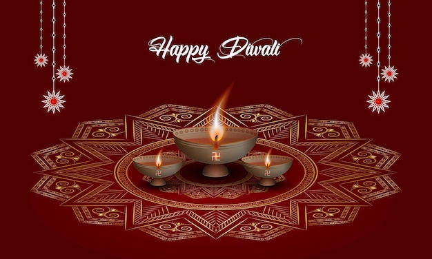 векторный декоративный фон праздника счастливого Дивали и баннер поздравительной открытки