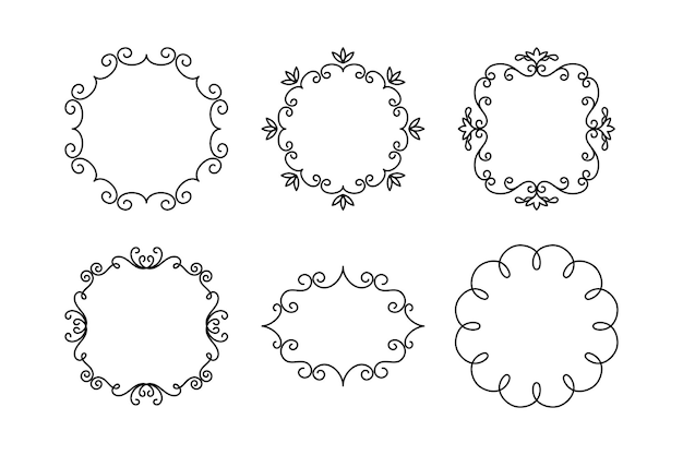 Векторные декоративные линейные рамы сет винтажные рамы элементы дизайна филигрины декоративные границы декорации страниц разделители изолированы белым цветом