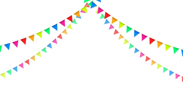 Vector decorative party flags garland background for kids fun with shadow