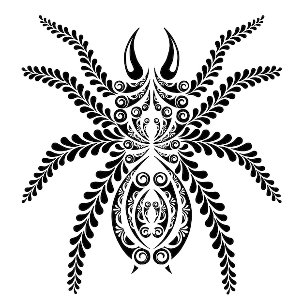 Вектор декоративный паук. Графическое изображение в стиле тату