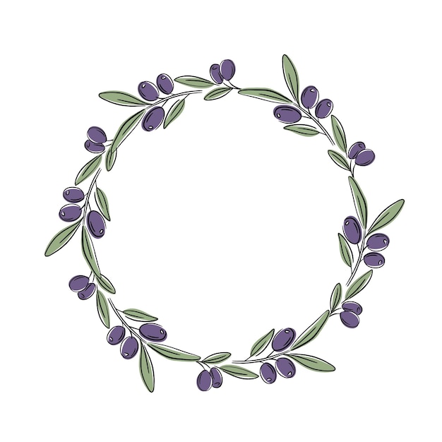 Vector decorative wreath olive branchFor labels packaging