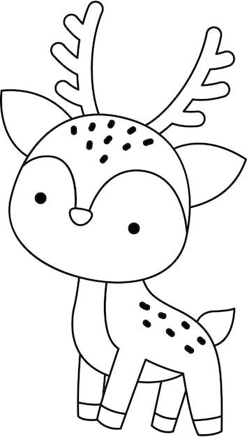 a vector of a deer in black and white coloring