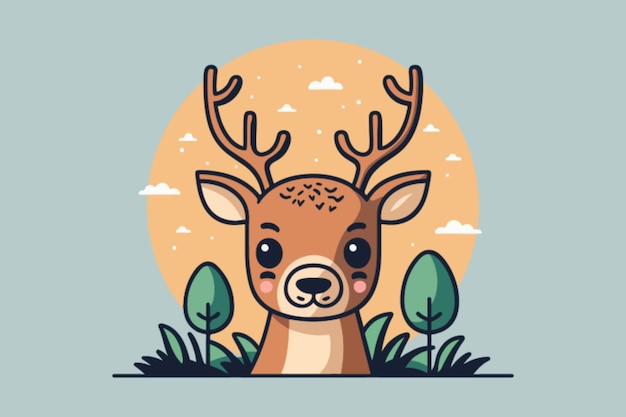 vector deer head in flat style