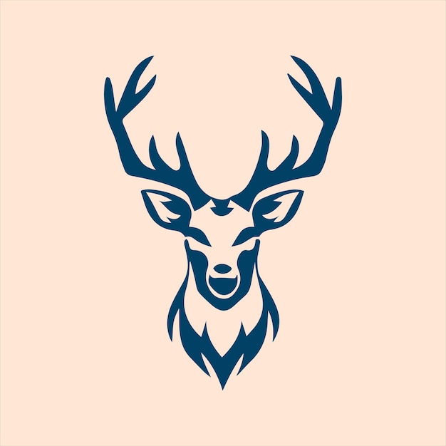 Вектор голова оленя рисованной иллюстрации шаблон логотипа