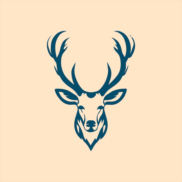 Vector Deer head hand drawn illustration logo template