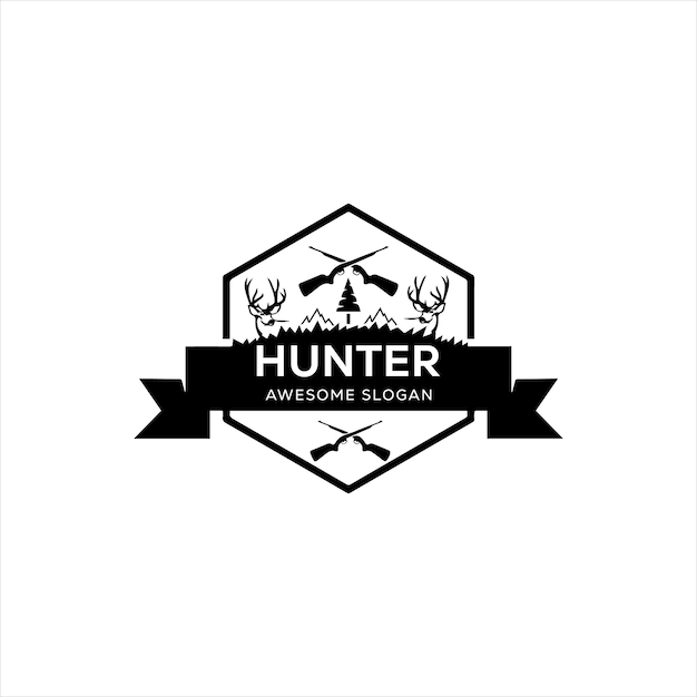 Vector deer logo design deer hunter logo design inspiration hunting club animal illustration