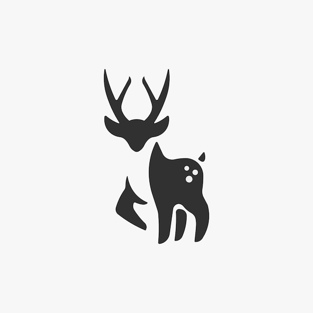 Vector deer minimale tekst logo ontwerp