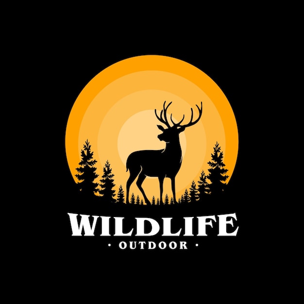 vector deer silhouette logo design