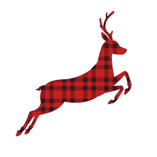 Vector deer silhouette with checker plaid texture