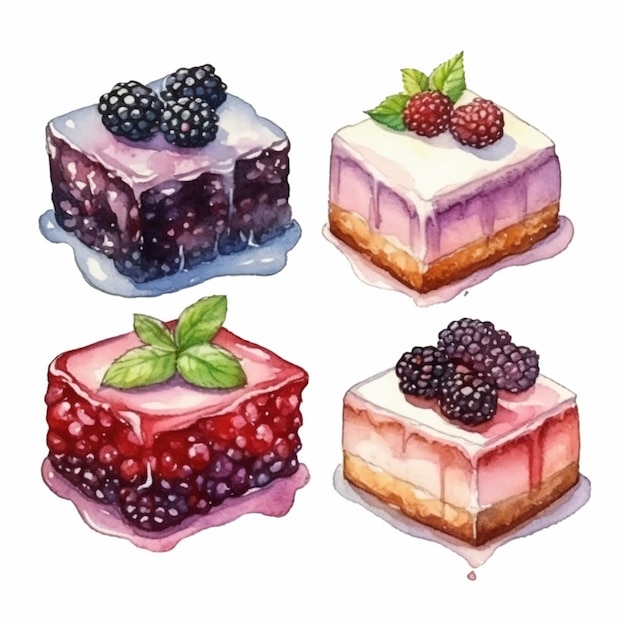 Vector delicious cakes set vector fruits and cake vector sweet baked cakes set vector cake