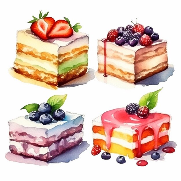 Vector vector delicious cakes set vector fruits and cake vector sweet baked cakes set vector cake
