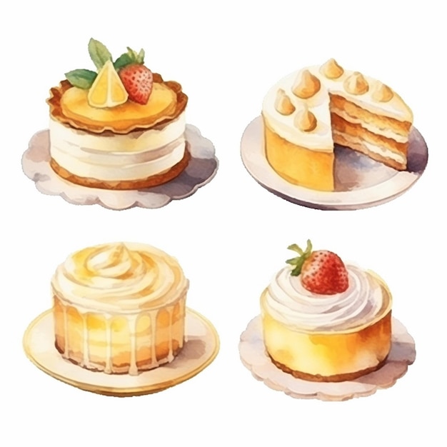 vector delicious cakes set vector fruits and cake vector sweet baked cakes set vector cake