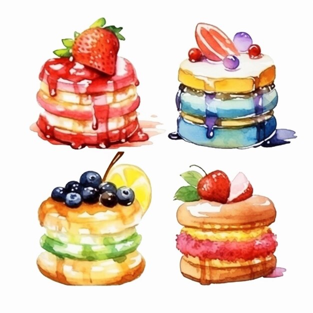 vector delicious cakes set vector fruits and cake vector sweet baked cakes set vector cake