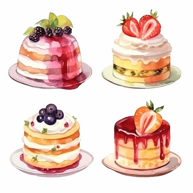 Set di torte deliziose vettoriale set di frutta e torte vettoriale sweet baked cakes set di torta vettoriale