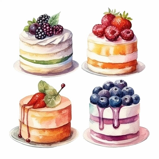 Vettore set di torte deliziose vettoriale set di frutta e torte vettoriale sweet baked cakes set di torta vettoriale