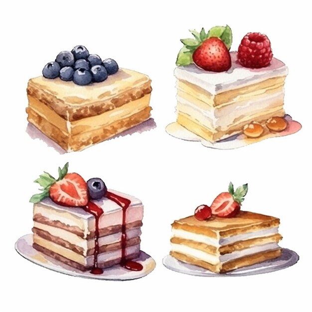 vector delicious cakes set vector fruits and cake vector sweet baked cakes set vector cake