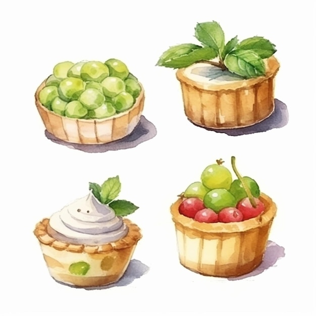 vector delicious cakes set vector fruits and cake vector sweet baked cakes set vector cake
