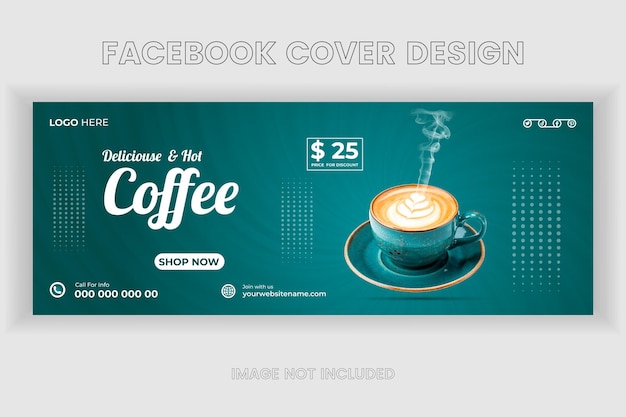 Vector delicious coffee sale facebook cover banner design template