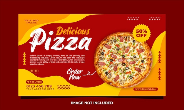 Vector of delicious pizza social media banner template for fast food restaurant