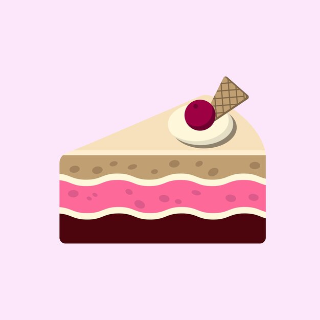 Vector vector delicious slice of cherry cake illustration