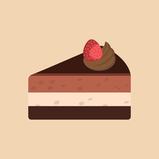 Vector vector delicious slice of chocolate cake illustration