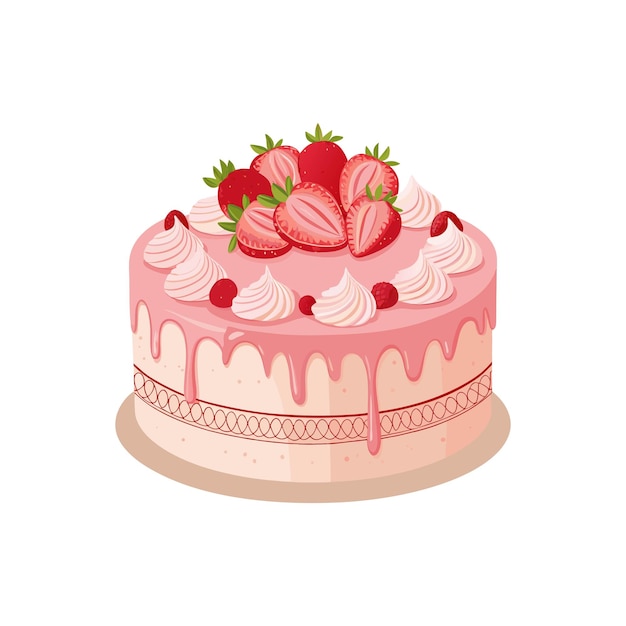 vector delicious strawberry cake