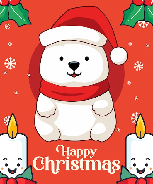 Vector of a Delightful Polar Bear Cartoon Perfect for a Childrens Winter Holiday Party