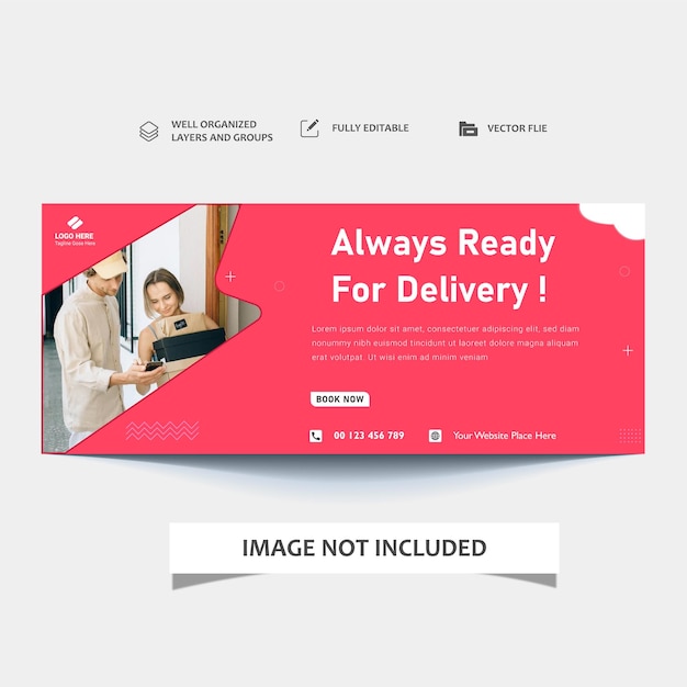 Vector vector delivery service web banner online delivery with photo