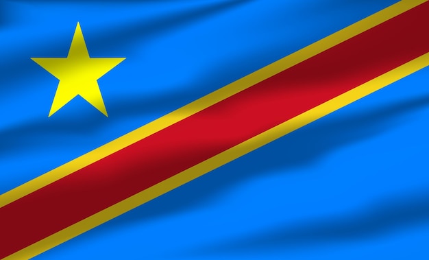 Векторный флаг Демократической Республики Конго, размахивающий реалистичными развевающимися флагами