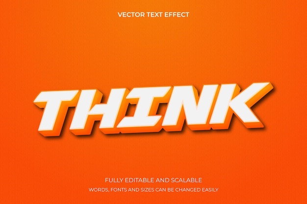 vector denk vet teksteffect bewerkbare moderne belettering typografie lettertypestijl