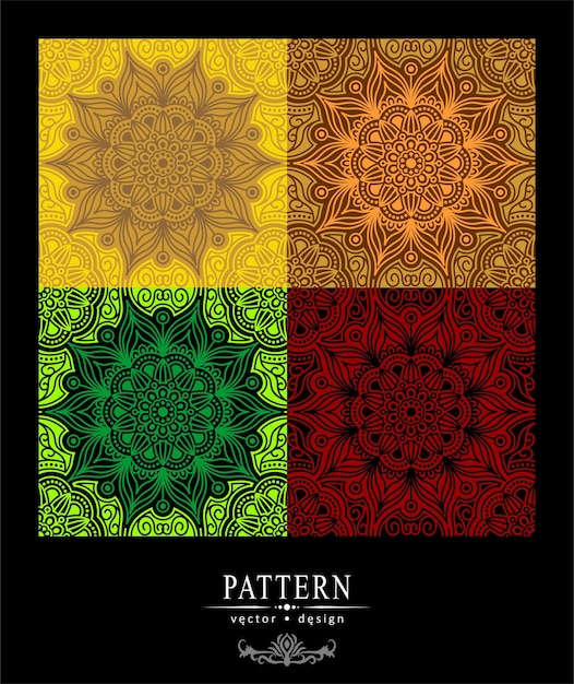 Vector Design Abstract Flower Batik Ethnic Pattern Background Neon Color 14