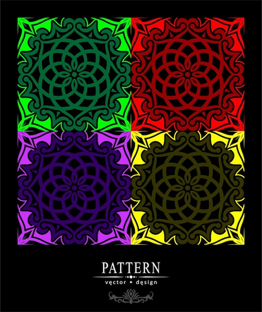 Vector Design Abstract Flower Batik Ethnic Pattern Background Neon Color 22