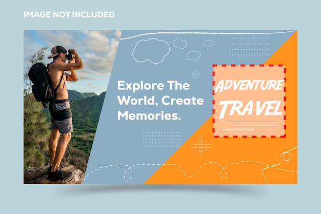 Vector vector design adventure travel youtube channel thumbnail template