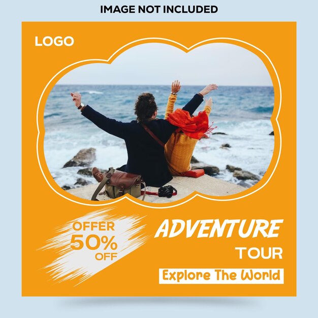 Vector design adventurer travel social media post template