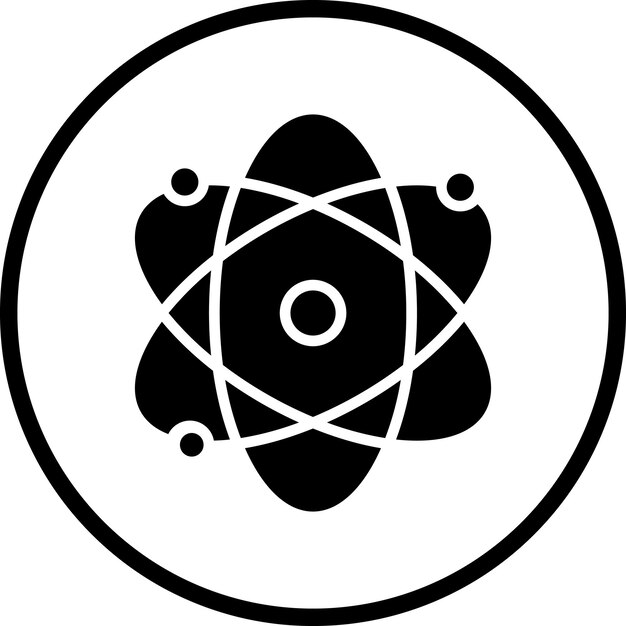 Vettore stilo dell'icona dell'atomo di progettazione vettoriale