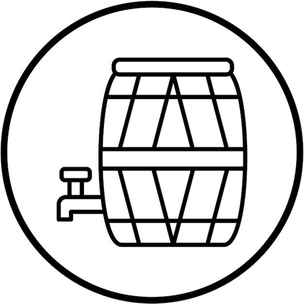 Vettore disegno vettoriale del barile con lo stile dell'icona del tocco