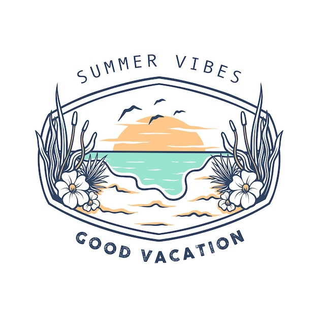 Vector vector design of beach in summer vibes