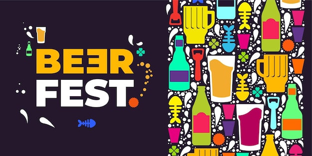 Vector design bier drink festival kleurrijke banner achtergrond