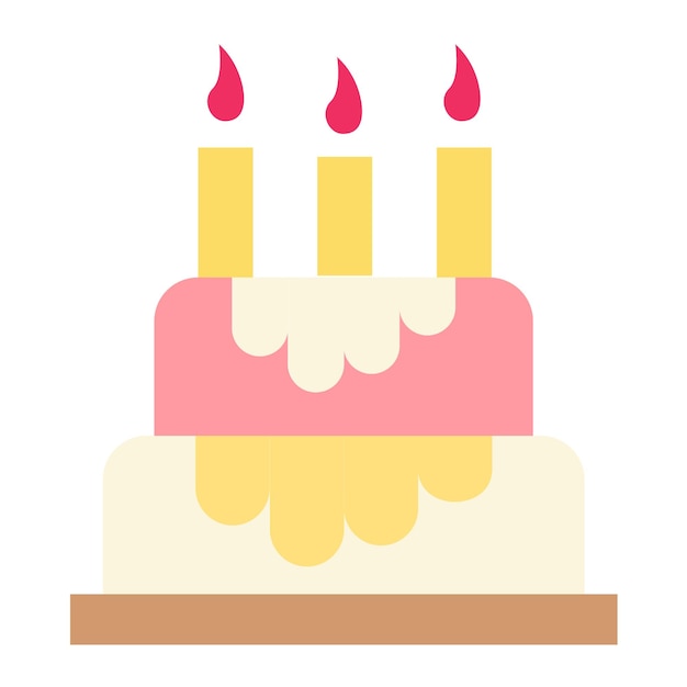Векторный дизайн иконы торта на день рождения