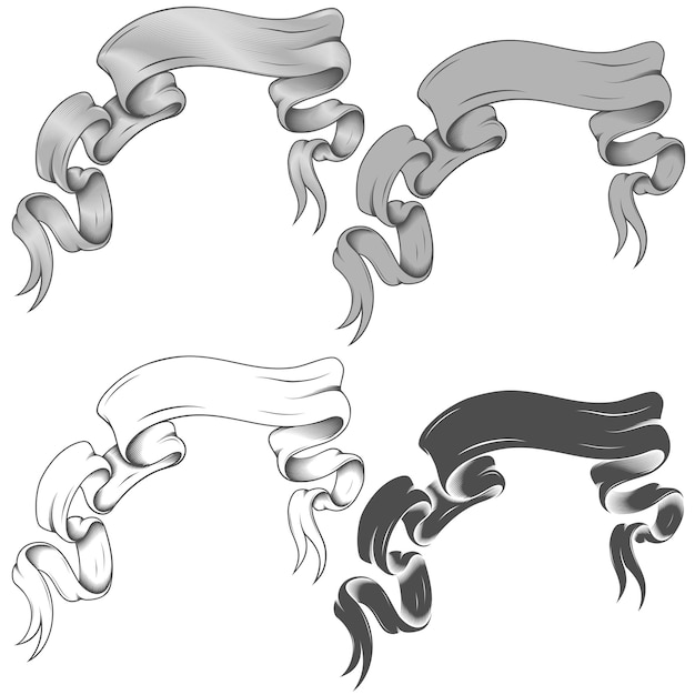 Vector design of black and white ribbons