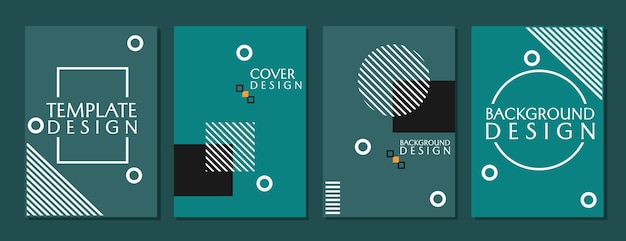 vector design blue book cover set geometric abstract background dynamic and elegant design