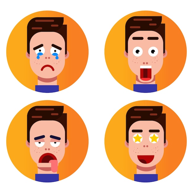 Vector design boy with four face expressions
