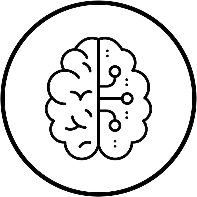 터 디자인 뇌 회로 아이콘 스타일