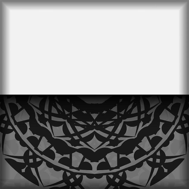 Vector design briefkaart Witte kleuren met zwarte mandala patronen. Uitnodigingskaartontwerp met ruimte voor uw tekst en Griekse ornamenten.