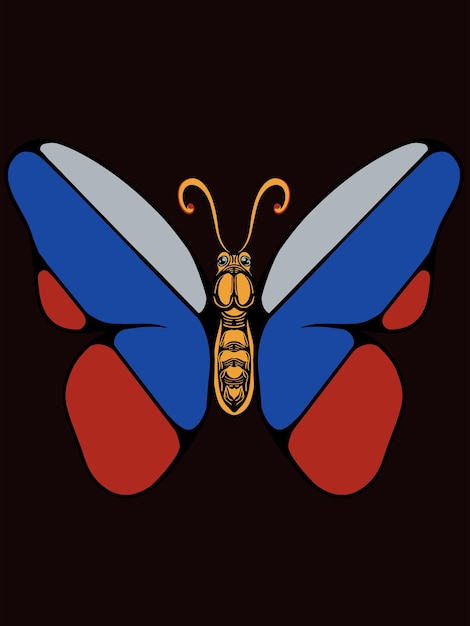 Vector vector design of butterfly with russia state flag motif