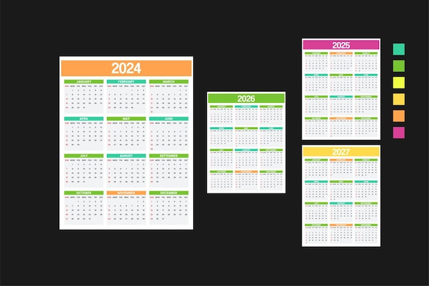 Premium Vector  Vector design calender 2024, 2024, 2026, 2027 template