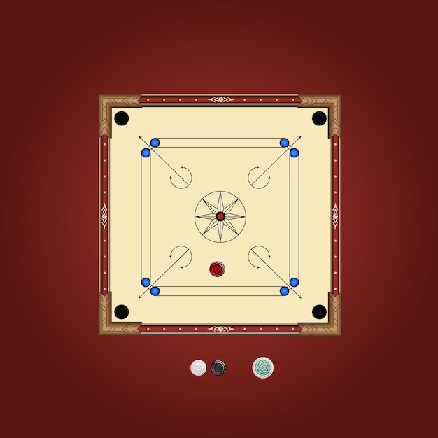 Vector vector design for a carrom board to be used in a mobile game user interface this board game feature