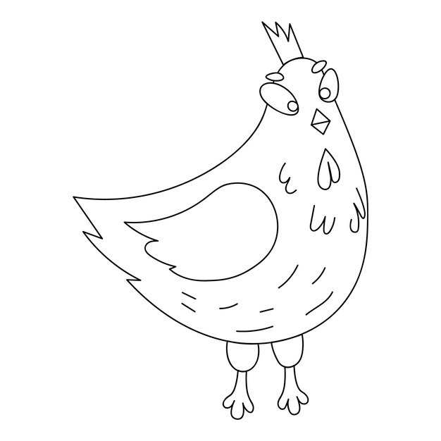 Vector vector design of a chicken in doodle style