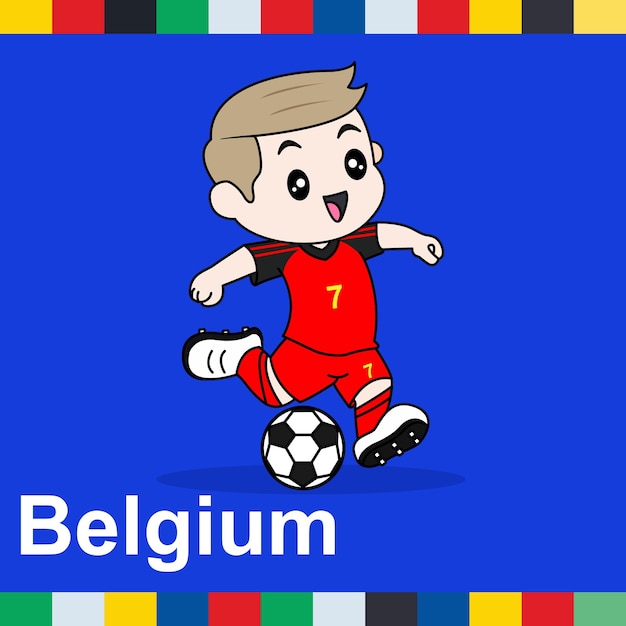 Vector vector design of children wearing national jersey football team belgium children play football