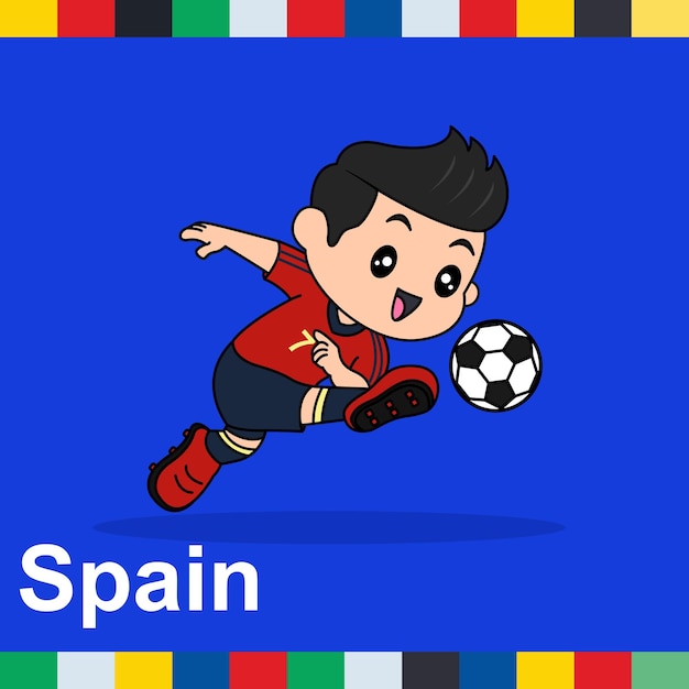 Vector design of children wearing national jersey football team spain children play football